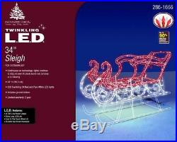 34 Prelit Classic Sleigh Twinkling Red White LED Outdoor Yard Christmas Decor