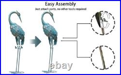 35-40 Inch Standing Garden Crane Statues for Outdoor, Metal Birds Yard Art Ga