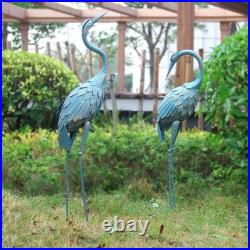 35-40 Inch Standing Garden Crane Statues for Outdoor, Metal Birds Yard Art Garde