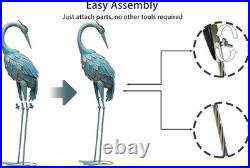 35-40 Inch Standing Garden Crane Statues for Outdoor, Metal Birds Yard Art Garde