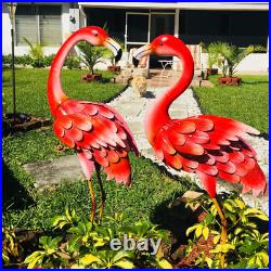 35.5 Lifelike Metal Flamingo Statue Bird Sculpture Garden Yard Lawn Patio Decor