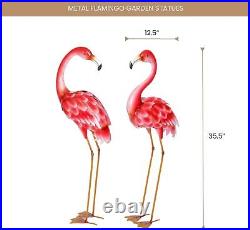 35.5 Lifelike Metal Flamingo Statue Bird Sculpture Garden Yard Lawn Patio Decor