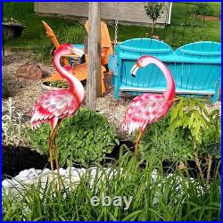 35.5 Lifelike Metal Flamingo Statue Bird Sculpture Garden Yard Lawn Patio Decor