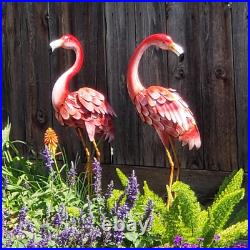 35.5 Lifelike Metal Flamingo Statue Bird Sculpture Garden Yard Lawn Patio Decor