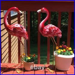 35.5 Lifelike Metal Flamingo Statue Bird Sculpture Garden Yard Lawn Patio Decor