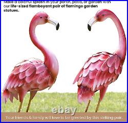 - 35 ½ Tall Metal Flamingo Garden Statues Yard Decorations Outdoor Sculptur