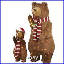 36 and 20 Tinsel Bear Family Sculpture Christmas Outdoor yard Decoration NEW