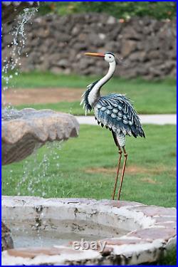 3D Blue Heron Garden Statue Sculpture Metal Crane Large Bird Yard Art Lawn Decor