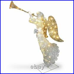 4 Foot Lighted Angel With Horn Sculpture Outdoor Christmas Yard Decor Display