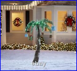 4 Foot Lighted Tropical Palm Tree Sculpture Outdoor Christmas Yard Decor Lawn