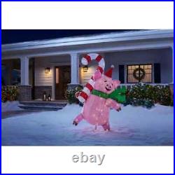 4 Ft LED Christmas Santa Piggy Sculpture Indoor Outdoor Holiday Yard Decoration