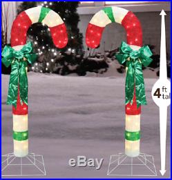 4 Ft Lighted CANDY CANES Set of 2 OUTDOOR CHRISTMAS Decoration Yard PRE-LIT