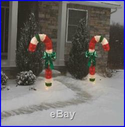 4 Ft Lighted CANDY CANES Set of 2 OUTDOOR CHRISTMAS Decoration Yard PRE-LIT