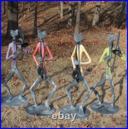 4' Large Metal Frog Band Garden Statues Set of 4 Outdoor Yard Art Sculptures