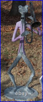 4' Large Metal Frog Band Garden Statues Set of 4 Outdoor Yard Art Sculptures