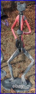 4' Large Metal Frog Band Garden Statues Set of 4 Outdoor Yard Art Sculptures