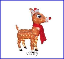 4' Lighted Rudolph The Red Nosed Reindeer Sculpture Outdoor Christmas Yard Decor