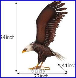 40.6in Large Bald Eagle Statue Metal Yard Art Outdoor Patio Lawn Garden Decor