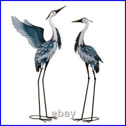 40.7 inch Blue Heron Garden Statues Sculptures for Yard Art, Large Metal