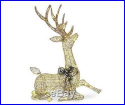 42 Lighted Golden Reindeer Buck Deer Sculpture Outdoor Christmas Yard Decor Art