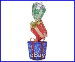 43 Lighted Gift Box Stack Sculpture Presents Outdoor Christmas Yard Decor