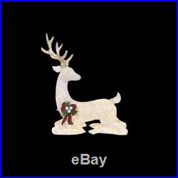 45 In. LED Lighted White PVC Sitting Deer Christmas Holiday Outdoor Yard Decor