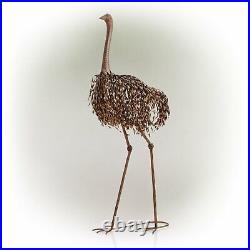 45-in. Tall Rustic Metal Ostrich Statue Sculpture Outdoor Patio Yard Decor Brown