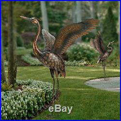 46 inch (2-Pack) Garden Statue Outdoor Metal Heron Crane Yard Art Sculpture