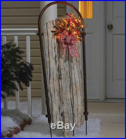 48 Lighted FAUX WOOD SLEIGH OUTDOOR CHRISTMAS Decoration Yard PRE-LIT Garland