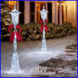 48 Lighted White Victorian Lamp Post Sculpture Lit Outdoor Christmas Decor Yard