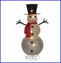 48 Silver Lighted Snowman Sculpture Outdoor Pre Lit Christmas Decoration Yard