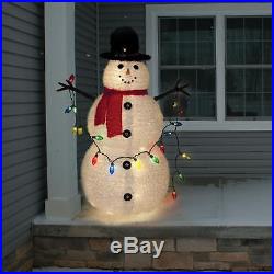 48 Top Hat Collapsible Snowman Holding LED Color String Lights Christmas Yard