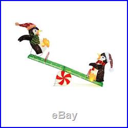 48 in. LED Lighted Tinsel Penguins on Seesaw Christmas Yard Decoration 36.5 in