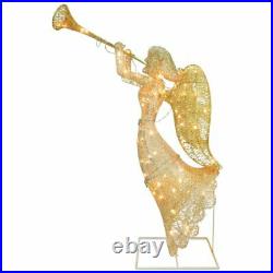 4ft Lighted Champagne Trumpeting Angel Outdoor Christmas Yard Decor Display