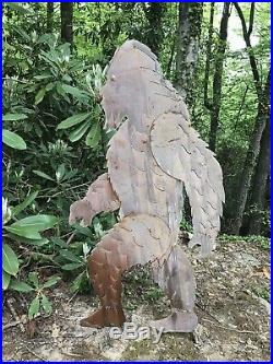 5' Large Metal Yard Art Sasquatch Bigfoot Rust Finish Rustic Lawn Statue Vtg Big