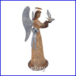 5' Life Size Lighted Tinsel Angel withDove Christmas Yard Sculpture Decoration