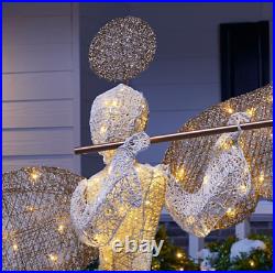 5 ft Elegant Christmas Yard Lawn Decor LED Lighted Angel Sculpture with Flute