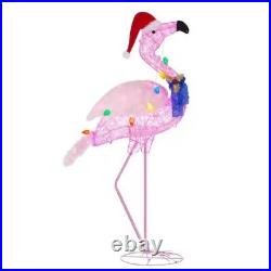 5 ft Flamingo Acrylic LED Christmas Light Yard Sculpture Tropical Beach Sea Life