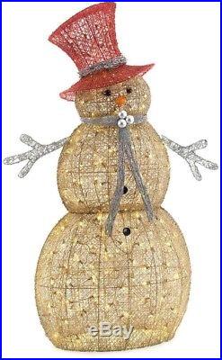 5 ft. Pre-Lit Gold Snowman Christmas Sparkling Holiday Light Outdoor Yard Decor
