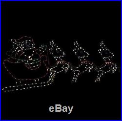 50 in. Pro-Line Pre Lit LED Wire Decor Santa Sleigh and Reindeer Yard Sculpture