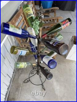 50 inch stand Wine Bottles (12) tree country yard/garden art with Fleur de lis