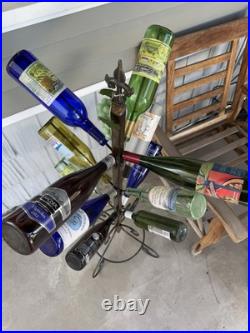 50 inch stand Wine Bottles (12) tree country yard/garden art with Fleur de lis