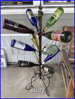 50 inch stand Wine Bottles (12) tree country yard/garden art with Fleur de lis
