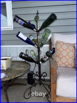 50 inch stand Wine Bottles (12) tree country yard/garden art with Fleur de lis