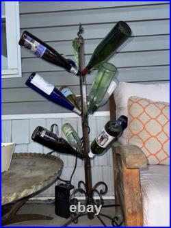 50 inch stand Wine Bottles (12) tree country yard/garden art with Fleur de lis