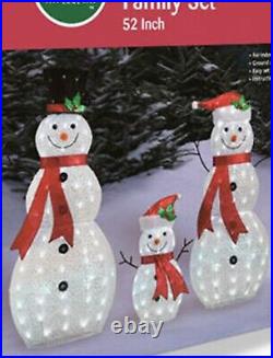 52 46 Christmas Snowman Family Wearing Santa Hats Led Lighted Yard Decor