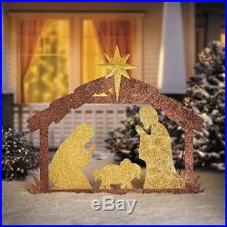 52 Glittered Metal Nativity Scene Holy Family Display Christmas Yard Art Decor
