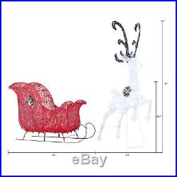 52 Light-up Twinkling LED Reindeer and Sleigh Christmas Outdoor Decoration Yard