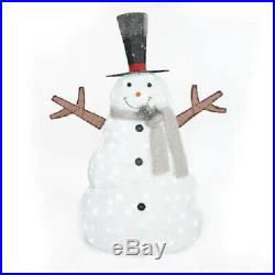 52 Lighted White Fluffy Snowman Sculpture Pre Lit Outdoor Christmas Decor Yard