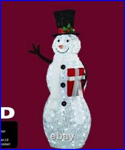 54 LED Lighted Silver Snowman Sculpture Pre Lit Outdoor Christmas Yard Decor